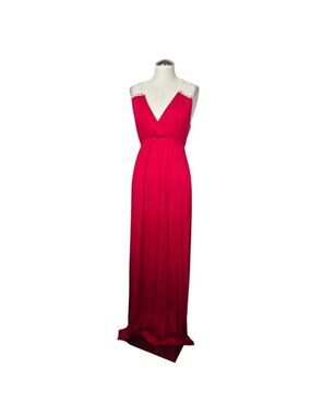 Felicity & Coco Red Maxi V Neck Sleeveless White Lace Dress M